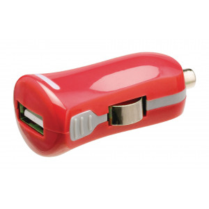 USB nabíječka, USB A zásuvka – 12 V konektor do automobilu, červená