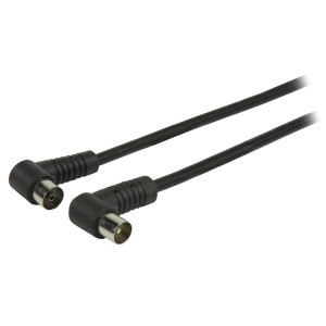 Koaxiální anténní kabel, koaxiální zástrčka úhlová –koaxiální zásuvka úhlová 1,00 m, černý
