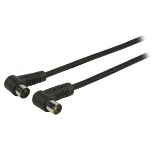 Koaxiální anténní kabel, koaxiální zástrčka úhlová –koaxiální zásuvka úhlová 20,0 m, černý