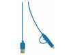 Synchronizační a nabíjecí kabel, zástrčka USB 2.0 A – zástrčka Micro B s přiloženým adaptérem Lightning, 1,00 m, modrý