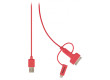 Synchronizační a nabíjecí kabel, zástrčka USB 2.0 A – zástrčka Micro B s přiloženým adaptérem Lightning a 30pinovým dokovacím adaptérem, 1,00 m, červený