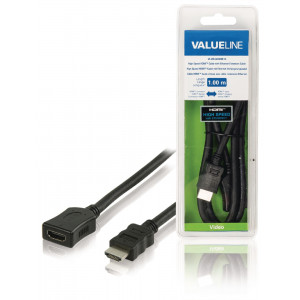 Höghastighets HDMI-kabel med Ethernet-förlängningskabel, HDMI-anslutning - HDMI-ingång, 1,00 m, černý