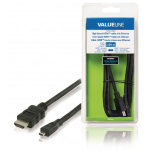 High Speed HDMI Kabel s Ethernetem HDMI Konektor - HDMI Micro Konektor, 2,00 m, černý