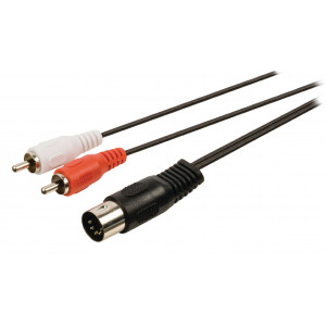 Redukční audio kabel DIN, 5pin zástrčka DIN - 2× zástrčka RCA, 1,00 m, černý