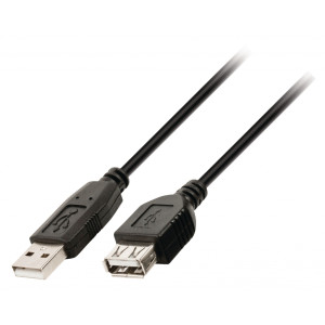 Kabel USB 2.0, zástrčka A – zásuvka A, 2 m, černý