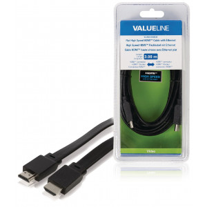 Plochý High Speed HDMI Kabel s Ethernetem HDMI Konektor - HDMI Konektor 3,00 m, černý