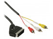 Přepínací kabel SCART – RCA, zástrčka SCART – 3× zástrčka RCA, 3,00 m, černý