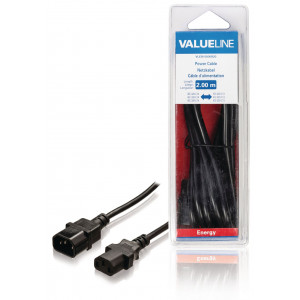 Napájecí kabel s konektory IEC-320-C14 a IEC-320-C13, délka 2 m, černý