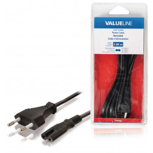 Napájecí kabel s Euro zástrčkou a konektorem IEC-320-C7, délka 3 m, černý