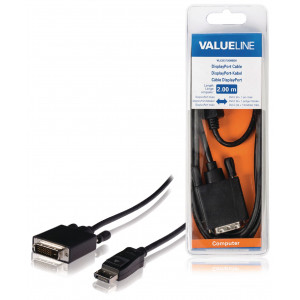 Kabel, zástrčka DisplayPort - 24 + 1-pinová zástrčka DVI-D, 2,00 m, černý