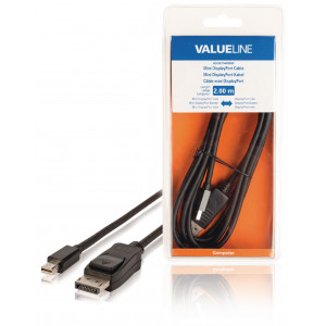 Kabel, zástrčka mini DisplayPort - zástrčka DisplayPort, 2,00 m, černý