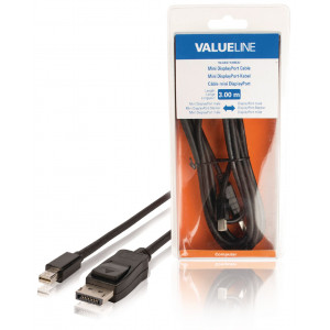 Kabel, zástrčka mini DisplayPort - zástrčka DisplayPort, 3,00 m, černý