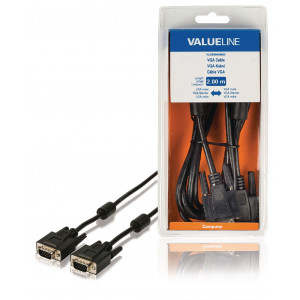 Kabel, zástrčka VGA ­ zástrčka VGA, 2,00 m, černý