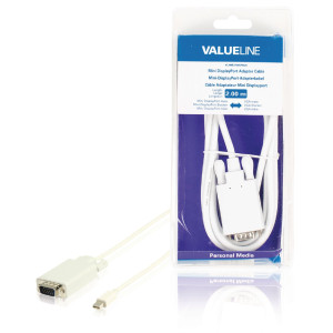 Redukční kabel mini DisplayPort, zástrčka mini DisplayPort - zástrčka VGA, bílý, 2,00 m