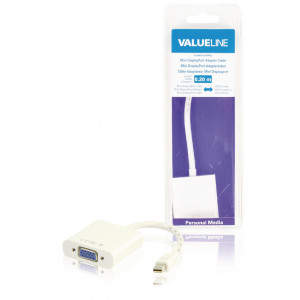 Redukční kabel mini DisplayPort, zástrčka mini DisplayPort - zásuvka VGA, bílý, 0,20 m