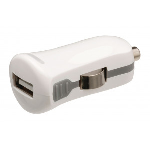 USB nabíječka, USB A zásuvka – 12 V konektor do automobilu, bílá