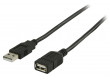 Prodlužovací kabel USB 2.0, zástrčka USB A – zásuvka USB A, 2,00 m, černý