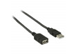 Prodlužovací kabel USB 2.0, zástrčka USB A – zásuvka USB A, 3,00 m, černý