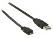 Plochý kabel USB 2.0, zástrčka USB A – zástrčka USB micro B, 1,00 m, černý