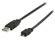 Plochý kabel USB 2.0, zástrčka USB A – zástrčka USB micro B, 3,00 m, černý