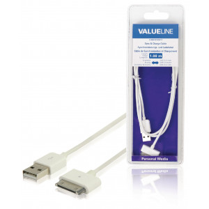 Synchronizační a nabíjecí kabel pro zařízení Apple iPad, iPhone a iPod, 30pinová zástrčka - zástrčka USB 2.0 A, bílý, 1,00 m