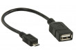Redukční kabel USB, zásuvka USB 2.0 A - zástrčka USB 2.0 micro B OTG, černý, 0,20 m