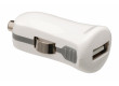 USB nabíječka, USB A zásuvka – 12 V konektor do automobilu, bílá 2.1A