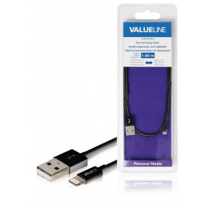 Synchronizační a nabíjecí kabel pro zařízení Apple iPad, iPhone a iPod, konektor Lightning - zástrčka USB 2.0 A, černý, 1,00 m