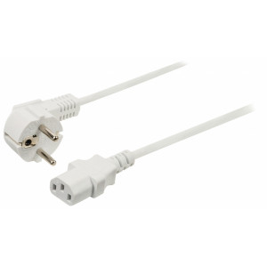 Napájecí kabel s úhlovou zástrčkou Schuko a konektorem IEC-320-C13, délka 5 m, bílý