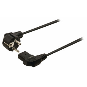 Napájecí kabel s úhlovou zástrčkou Schuko a úhlovým konektorem IEC-320-C13, délka 5 m, černý