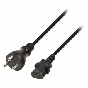 Napájecí kabel s dánskou zástrčkou a konektorem IEC-320-C13, délka 2 m, černý