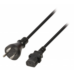 Napájecí kabel s dánskou zástrčkou a konektorem IEC-320-C13, délka 5 m, černý