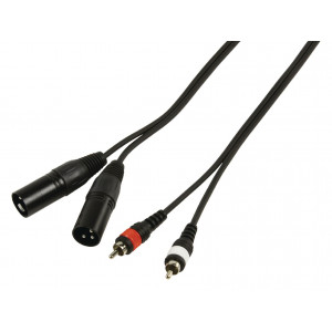 Kabel 2x cinch/m -<gt/>2x xlr/m 3 pin, 3m/0.35mm