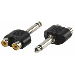 Adapter plug 6.35mm mono plug to double RCA socket