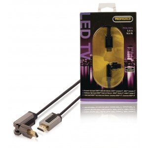 Otočný High Speed HDMI kabel s ethernetem a konektory HDMI – HDMI mini, 5,00 m, černý