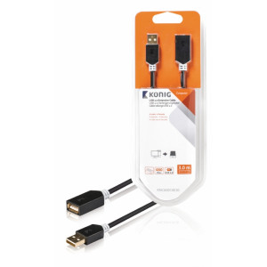 USB 2.0 prodlužovací kabel, zástrčka A – zásuvka A, 3 m, šedý