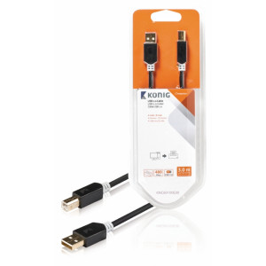 USB 2.0 kabel, zástrčka A – zástrčka B, 3 m, šedý