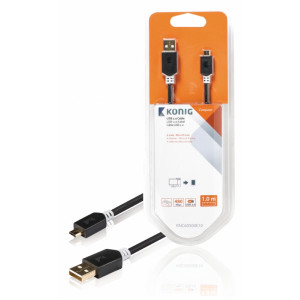 USB 2.0 kabel, zástrčka A – zástrčka Micro B, 1 m, šedý