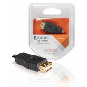 USB 2.0 adaptér, zástrčka Micro A – zásuvka A, 1 ks, šedý