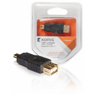 USB 2.0 adaptér, mini 5-pin zástrčka – zásuvka A, 1 ks, šedý