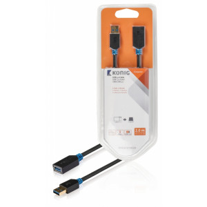 USB 3.0 kabel, zástrčka A – zásuvka A, 2 m, šedý
