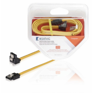 SATA datový kabel, 6 Gb/s, SATA 7-pin zásuvka – úhlová zásuvka 90°, 1 m, žlutý