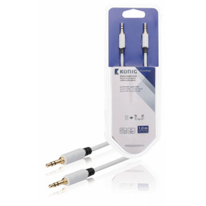 Stereofonní audio kabel, 3,5mm zástrčka – zástrčka, 1 m, bílý