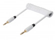 Spirálový stereofonní audio kabel, 3,5mm zástrčka – zástrčka, 1 m, bílý