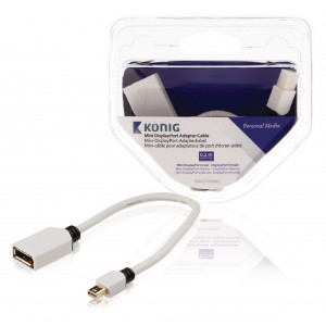 Mini DisplayPort kabel s adaptérem, Mini DisplayPort zástrčka – DisplayPort zásuvka, 0,2 m, bílý