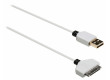 Synchronizační a nabíjecí kabel, 30-pin dokovací zástrčka – USB 2.0 A zástrčka, 2 m, bílý