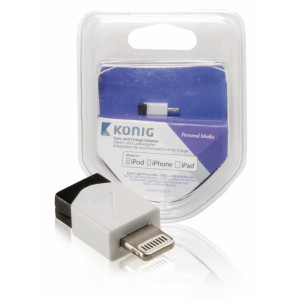 Synchronizační a nabíjecí adaptér, 8-pin Lightning zástrčka – USB 2.0 Micro B zásuvka, 1 ks, bílý
