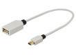 Synchronizační kabel na cesty, USB 2.0 Mini 5-pin zástrčka – USB 2.0 A zásuvka, 0,2 m, bílý
