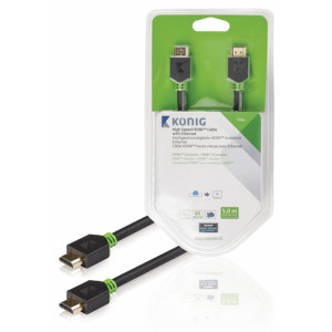 Vysokorychlostní HDMI™ kabel, Ethernet HDMI™ konektor – HDMI™ konektor, 5 m, šedý