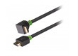 Vysokorychlostní HDMI™ kabel, Ethernet HDMI™ konektor – HDMI™ konektor úhlový 90°, 3 m, šedý